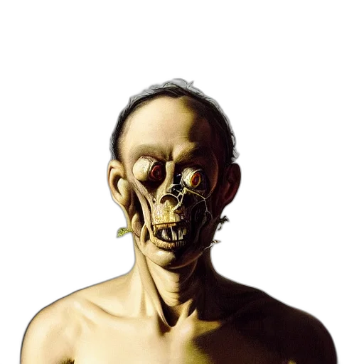 mask, face, creature, staff, concept art, photorealistic, 3d render, fantasy art transparent PNG cut-out