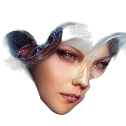 face, mask, fantasy art, photorealistic, concept art, 3d render, blue, beautiful transparent PNG cut-out