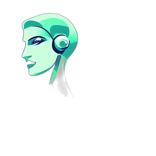 mask, robot, face, staff, vaporwave, concept art, cyberpunk, pixel art transparent PNG cut-out