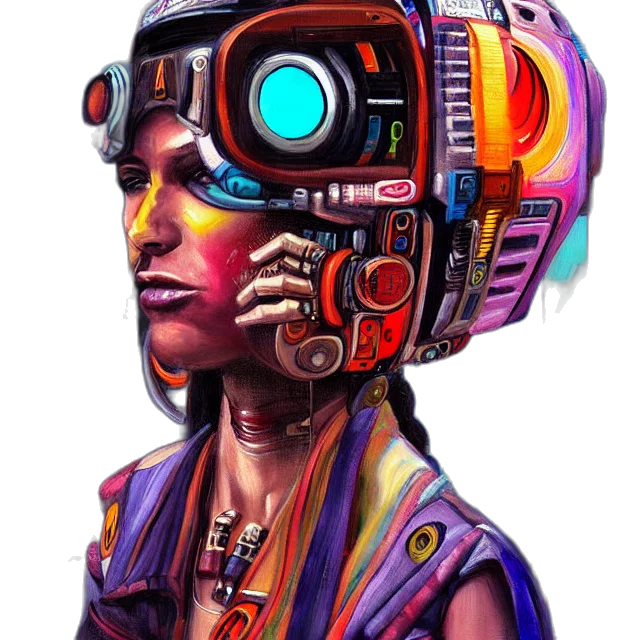 robot, face, mask, staff, cyberpunk, concept art, fantasy art, pixel art transparent PNG cut-out