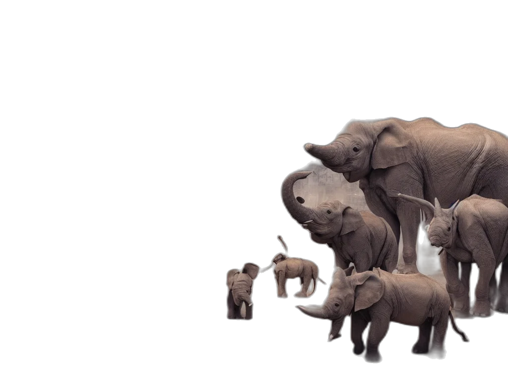 animal, concept art, 3d render, photorealistic, apocalyptic, city, baby, elephants transparent PNG cut-out