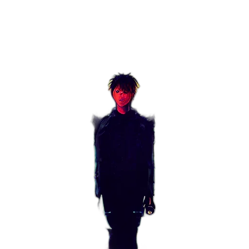 robot, jacket, staff, creature, pixel art, 3d render, concept art, cyberpunk transparent PNG cut-out