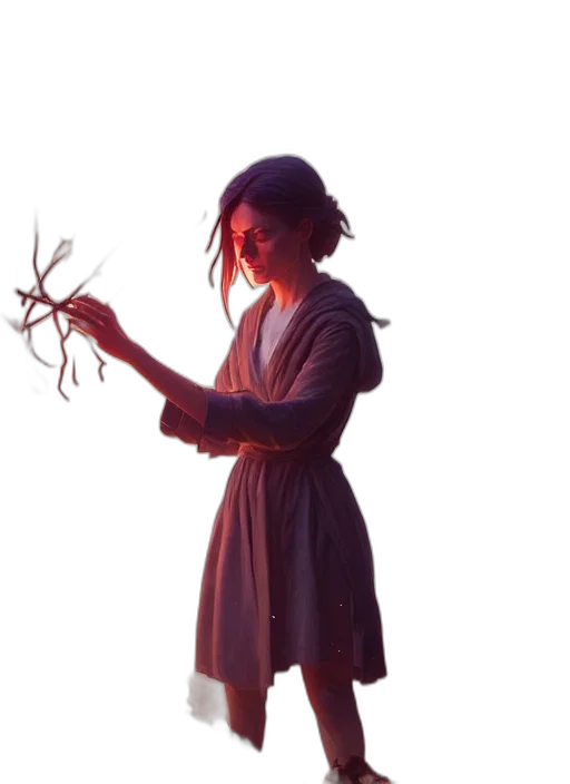staff, hair, creature, dress transparent PNG cut-out