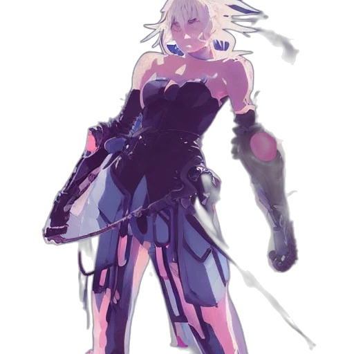 weapon, dress, sword, robot, concept art, cyberpunk, fantasy art, anime transparent PNG cut-out