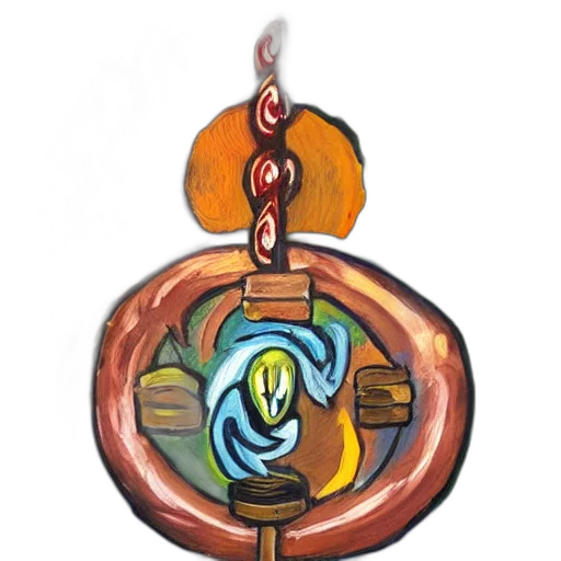 jewelry, staff, crown, fantasy art, concept art, watercolor, oil painting, fire transparent PNG cut-out