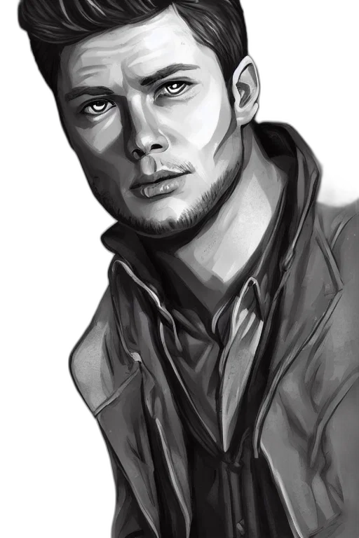 face, jacket, photorealistic, comic book art transparent PNG cut-out