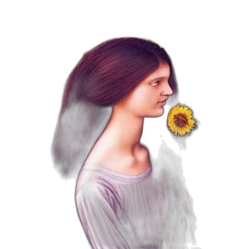 dress, face, hair, flower, photorealistic, watercolor, concept art, oil painting transparent PNG cut-out