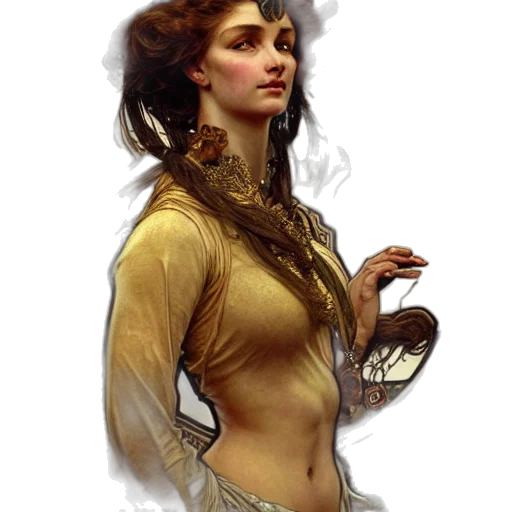 dress, jewelry, dragon, staff transparent PNG cut-out