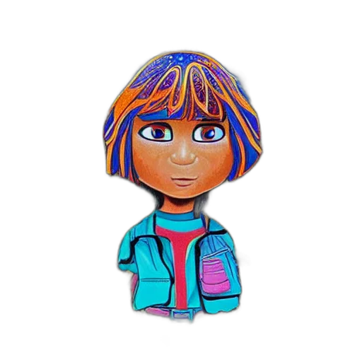 jacket, face, hair, cartoon, 3d render, concept art, vaporwave, neon transparent PNG cut-out
