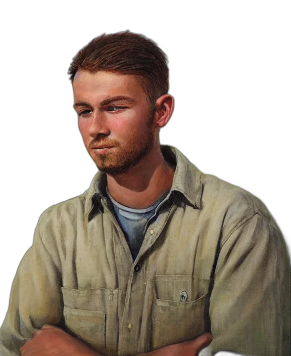 face, staff, jacket, weapon transparent PNG cut-out