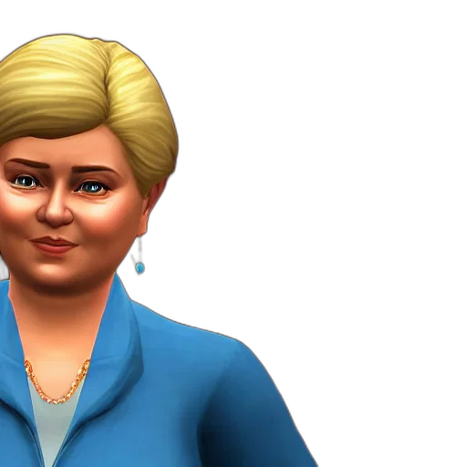 3d render, photorealistic, cartoon, concept art, erna, solberg, character, sims transparent PNG cut-out