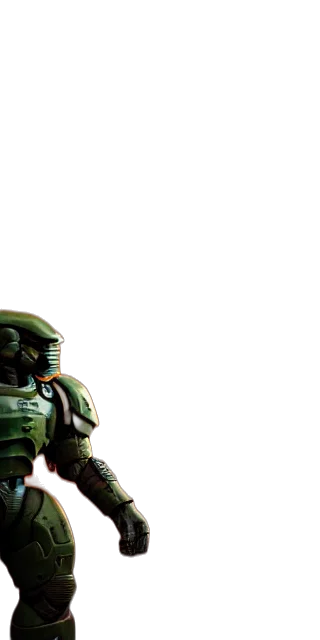 robot, weapon, 3d render, concept art, pixel art, photorealistic, outer space, green transparent PNG cut-out