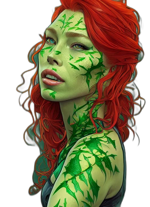 fantasy art, comic book art, photorealistic, concept art, green, jessica, biel, poison transparent PNG cut-out