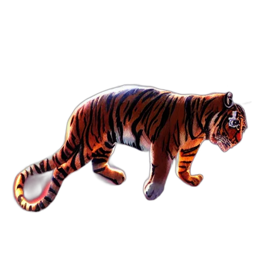 animal, creature, staff, 3d render, concept art, photorealistic, pixel art, tiger transparent PNG cut-out
