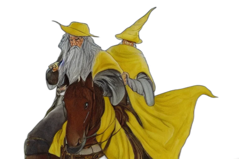 dragon, hat, staff, fantasy art, concept art, photorealistic, oil painting, gandalf transparent PNG cut-out