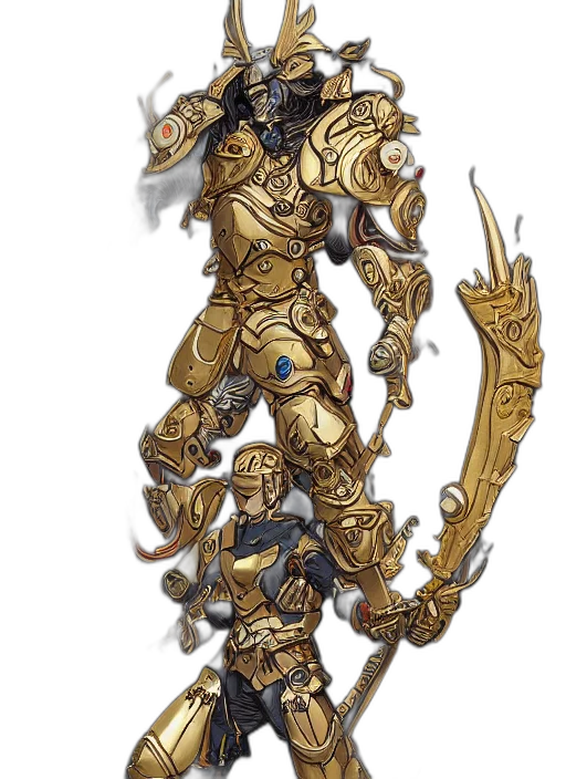 staff, sword, weapon, jewelry, concept art, fantasy art, 3d render, golden transparent PNG cut-out