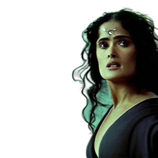 photorealistic, oil painting, pencil sketch, comic book art, movie, still, salma, hayek transparent PNG cut-out