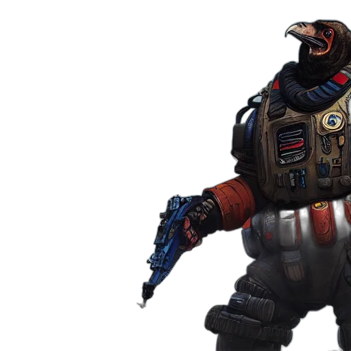 robot, weapon, concept art, portrait, bloodhound, his, raven, apex transparent PNG cut-out