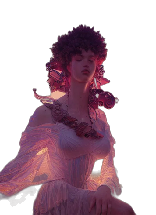dress, crown, face, hair, concept art, fantasy art, photorealistic, cyberpunk transparent PNG cut-out