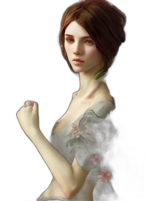 dress, face, jewelry, staff transparent PNG cut-out