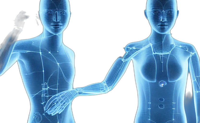 robot, neon lights, human, performance transparent PNG cut-out