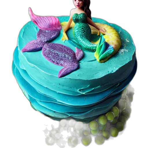 3d render, underwater, mermaid, cake, advertisement, food, photography transparent PNG cut-out