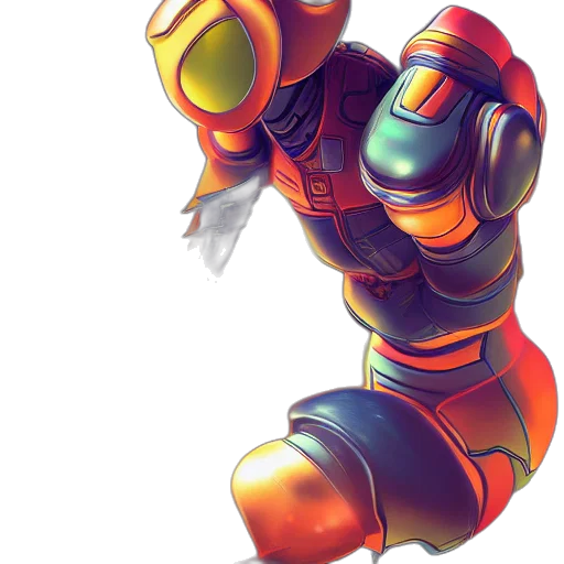 robot, weapon, concept art, 3d render, watercolor, pixel art, colorful, neon transparent PNG cut-out