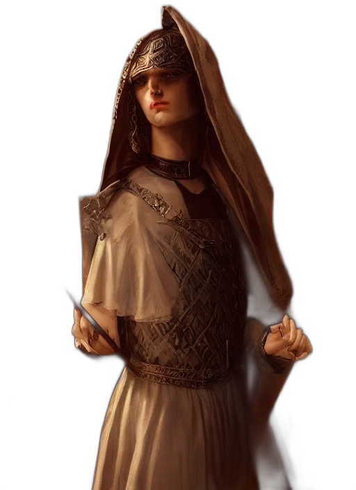 dress, staff, sword, face, fantasy art, concept art, photorealistic, 3d render transparent PNG cut-out