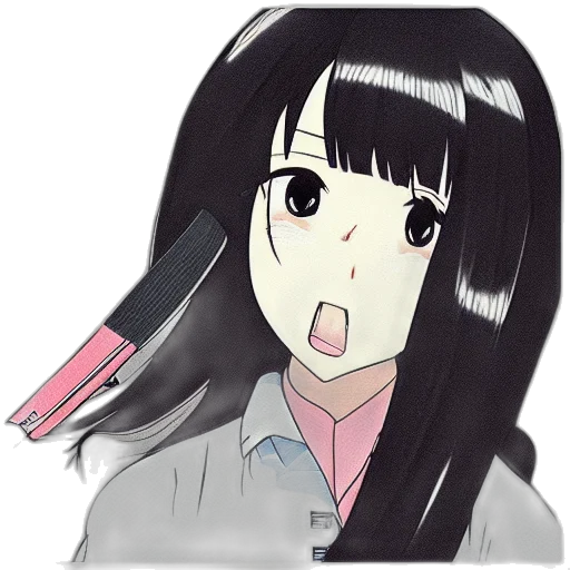 weapon, hair, staff, face transparent PNG cut-out