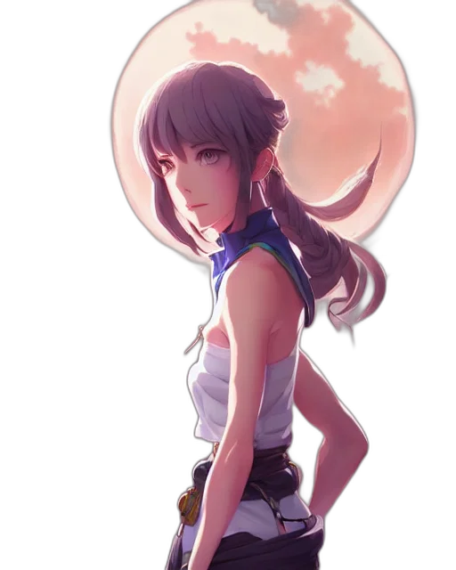 staff, dress, weapon, umbrella, anime, fantasy art, concept art, watercolor transparent PNG cut-out