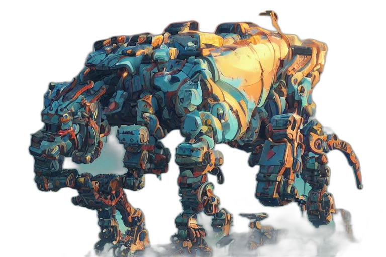 robot, dragon, weapon, creature, concept art, fantasy art, 3d render, cyberpunk transparent PNG cut-out