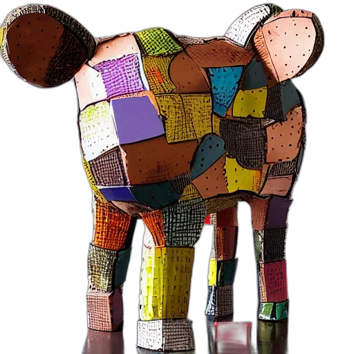 3d render, sculpture, made, recycled transparent PNG cut-out