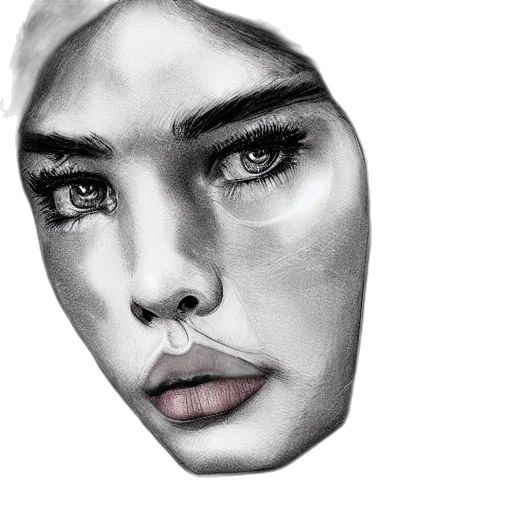 face, mask, photorealistic, pencil sketch transparent PNG cut-out