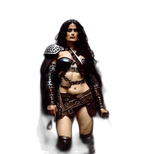 concept art, fantasy art, 3d render, comic book art, portrait, salma, hayek, surly transparent PNG cut-out