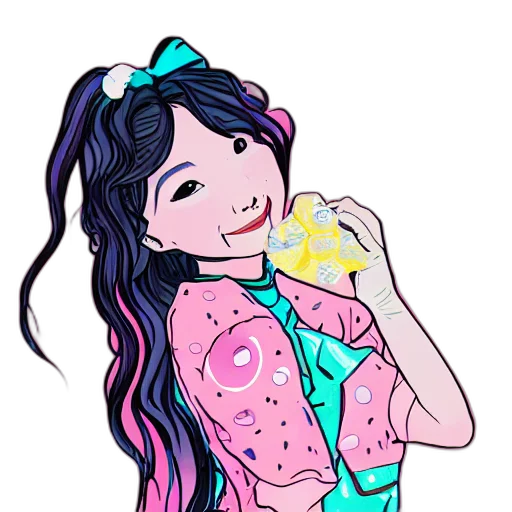 dress, anime, vaporwave, cartoon, pixel art, pastel, neon, colorful transparent PNG cut-out