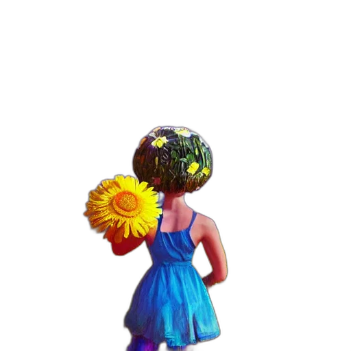 dress, flower, crown, umbrella, 3d render, pixel art, concept art, photorealistic transparent PNG cut-out