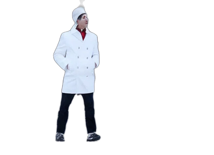 jacket, hat, concept art, 3d render, cartoon, snow, monochrome, film transparent PNG cut-out