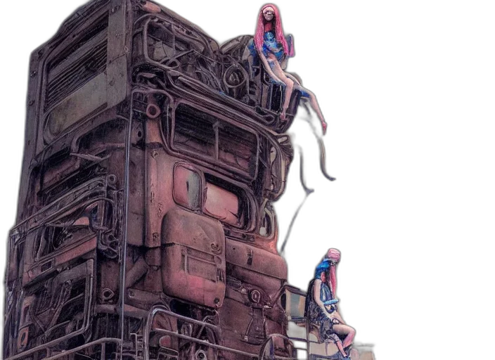 robot, car, concept art, cyberpunk, watercolor, comic book art, portrait, blue transparent PNG cut-out