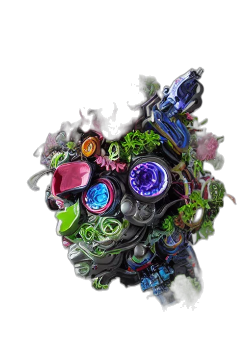mask, robot, crown, face, concept art, fantasy art, 3d render, cyberpunk transparent PNG cut-out