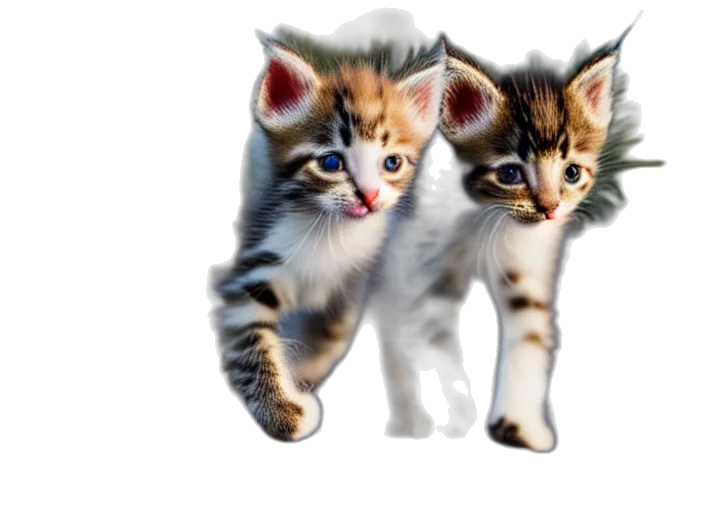 animal, photorealistic, 3d render, concept art, pixel art, photo, kittens, running transparent PNG cut-out