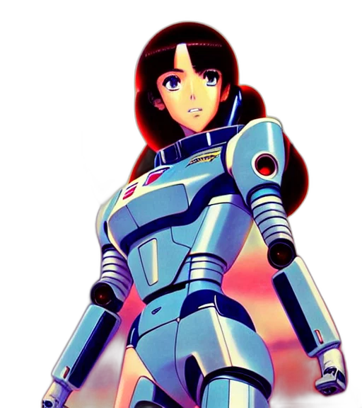 robot, weapon, dress, jacket, vaporwave, pixel art, anime, concept art transparent PNG cut-out