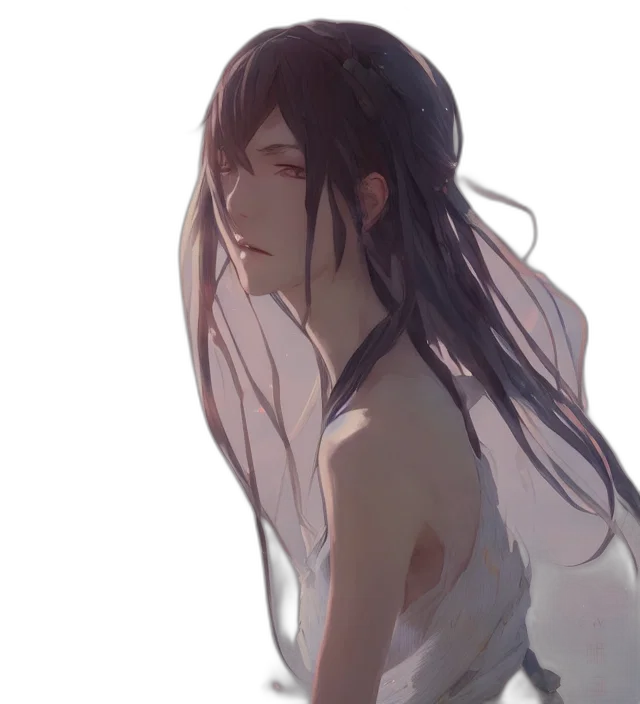 dress, creature, mask, hair, concept art, watercolor, photorealistic, anime transparent PNG cut-out