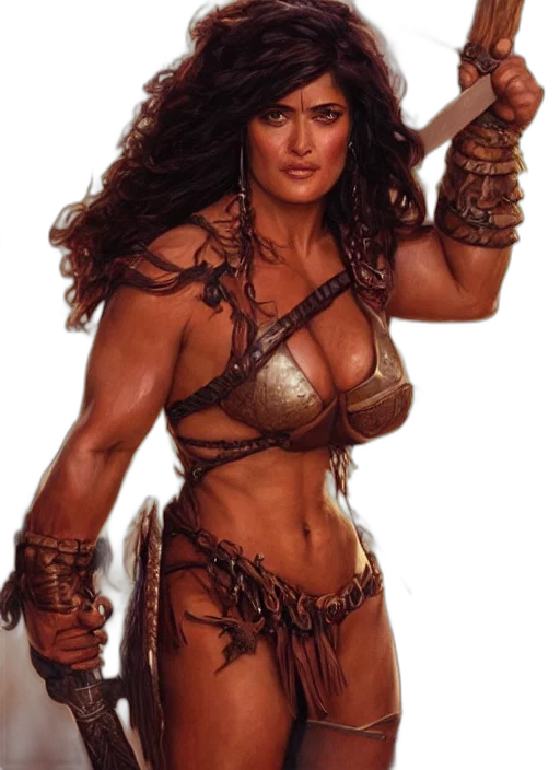 fantasy art, concept art, comic book art, photorealistic, portrait, very, muscled, salma transparent PNG cut-out