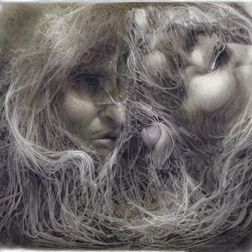 hair, mask, creature, face, photorealistic, pencil sketch, fantasy art, oil painting transparent PNG cut-out