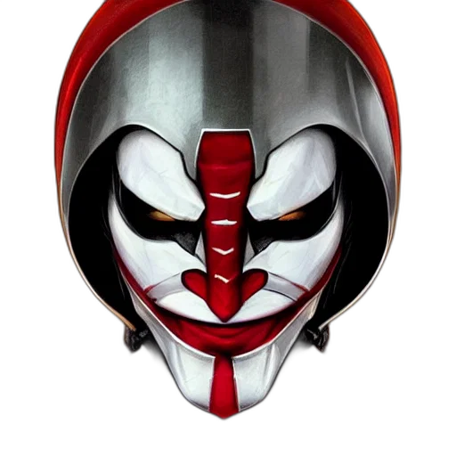 mask, face, concept art, fantasy art, comic book art, 3d render, red, perfectly transparent PNG cut-out