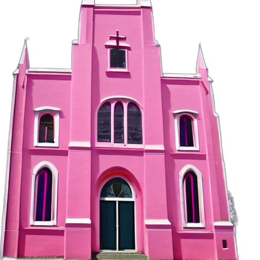 building, 3d render, concept art, photorealistic, pink, church transparent PNG cut-out