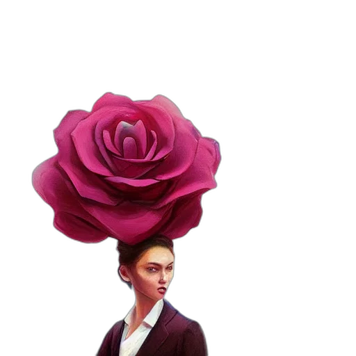 flower, umbrella, crown, jacket, photorealistic, 3d render, concept art, vaporwave transparent PNG cut-out
