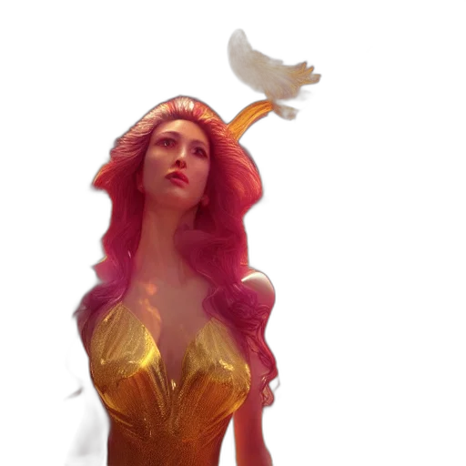 crown, dress, concept art, fantasy art, comic book art, 3d render, golden, red transparent PNG cut-out