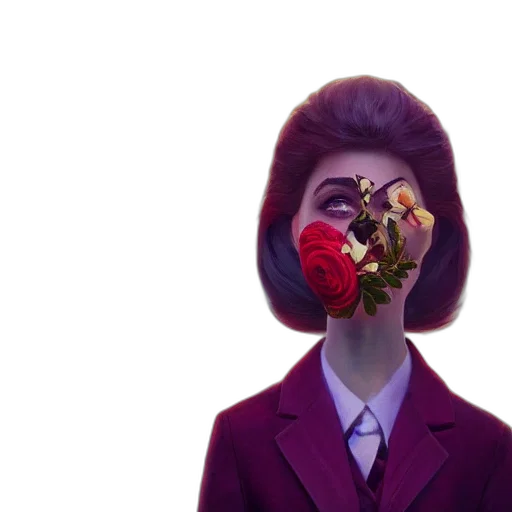 flower, face, jacket, crown transparent PNG cut-out
