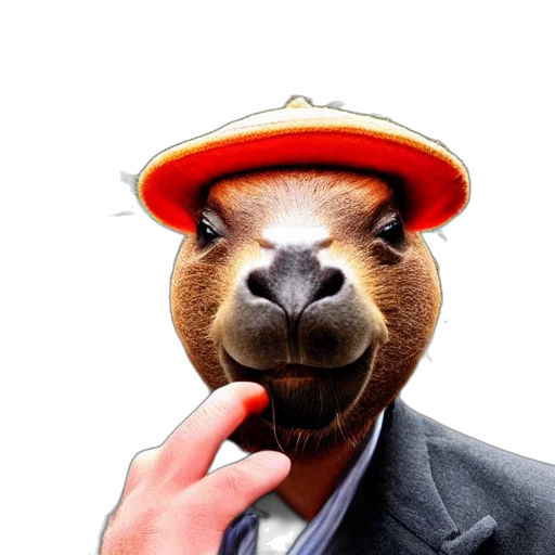 hat, animal, staff, mask, photorealistic, smoking, cigar, man transparent PNG cut-out